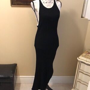 ♥️A.L.C. Ribbed knit racer back block color stretch, side slit hem maxi dress